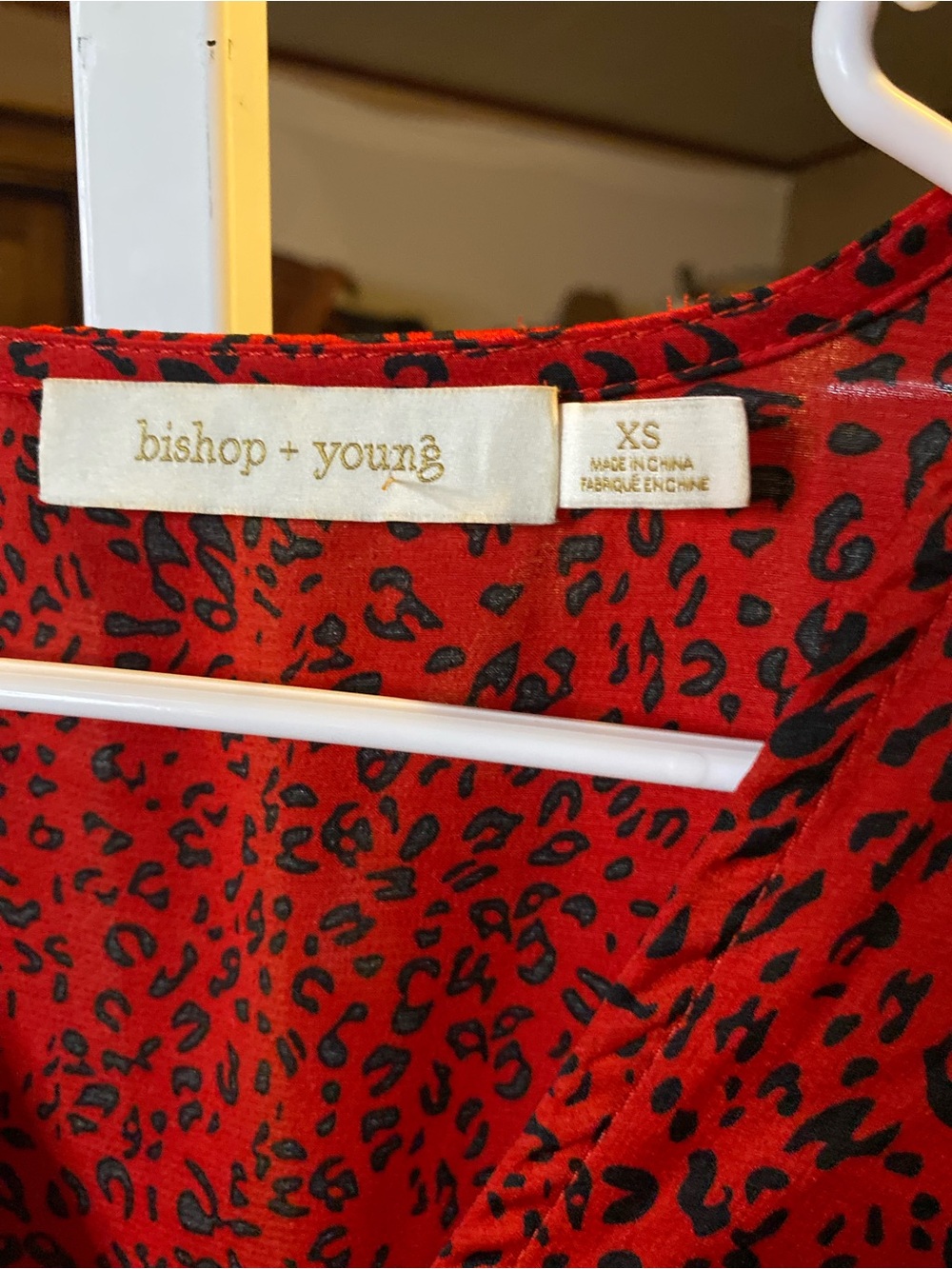 bishop + young Red & Black Leopard-Print Satin Wrap Blouse - Picture 2 of 2